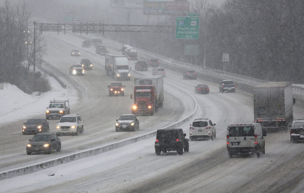  Snowstorms and other weather events can cause slowing traffic, increase congestion, and ultimately delays and/or cancellations in the pickup and delivery of goods. ( Photo: Virginia Dept. of Transportation ) 