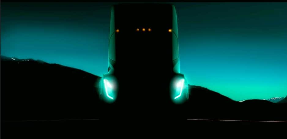 Tesla CEO showed this image of the possible Tesla electric semi truck during a TED Conference in Vancouver on Friday.