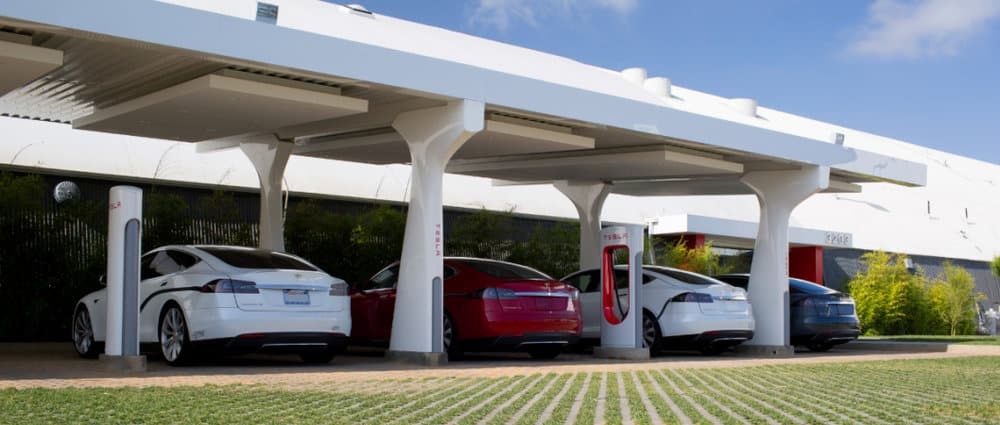  A Tesla Supercharging station set up for Model S autos. The company's electric truck project could also use Supercharging stations, or as some analysts believe, a battery swap program that utilizes the Supercharging station infrastructure. ( Photo: Tesla ) 