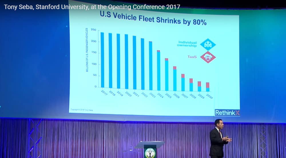  Transportation expert Tony Seba believes that the need for most people to own vehicles will disappear once autonomous, electric vehicles are approved for highway use. 