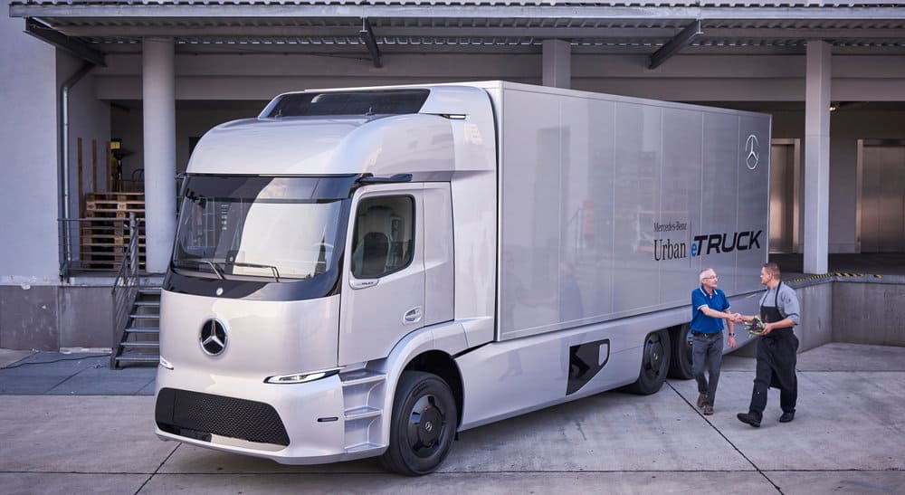  The all-electric Mercedes-Benz Urban eTruck is in customer trials right now. Parent company Daimler is expected to bring an electric truck to the U.S. in 2018. 