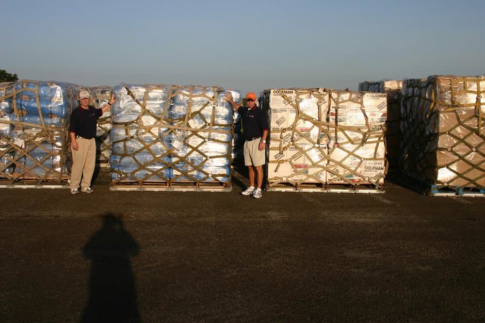  Pallets of supplies ranging from generators, bottled water, to MREs  