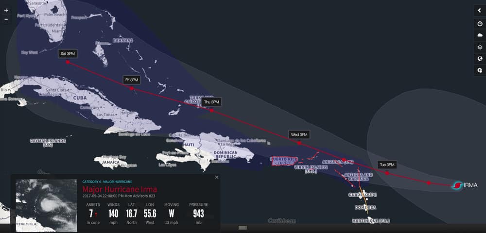 The current projected track of Hurricane Irma. ( Photo: Riskpulse )