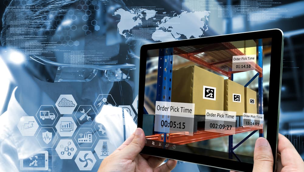 A digital supply chain is stylized in this photo. 
