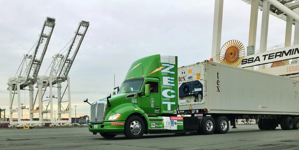  Kenworth's T680 hydrogen test vehicle is being used in the California ports. 