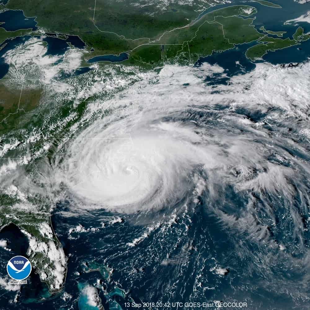   Satellite imagery of Florence bearing down on Carolinas (Photo: NOAA)  