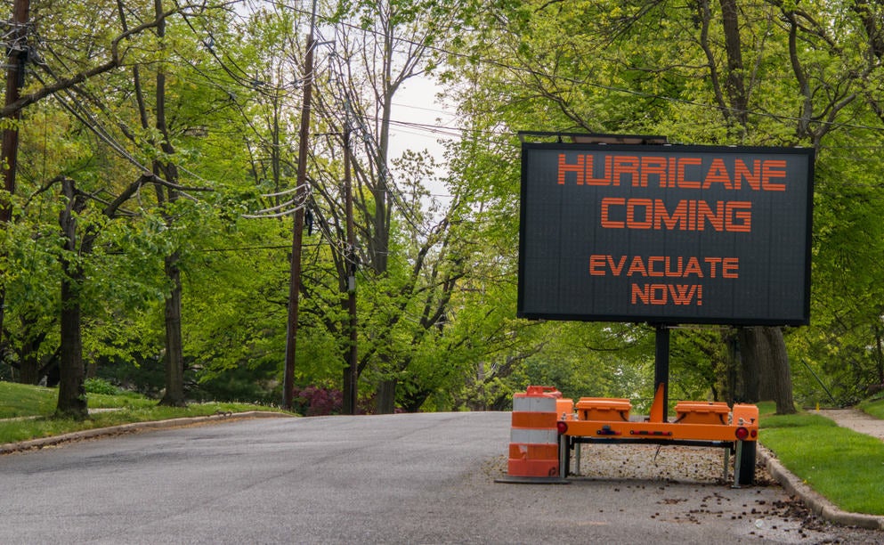 Sign warning to evacuate. A warning to be heeded. (Photo: Shutterstock)