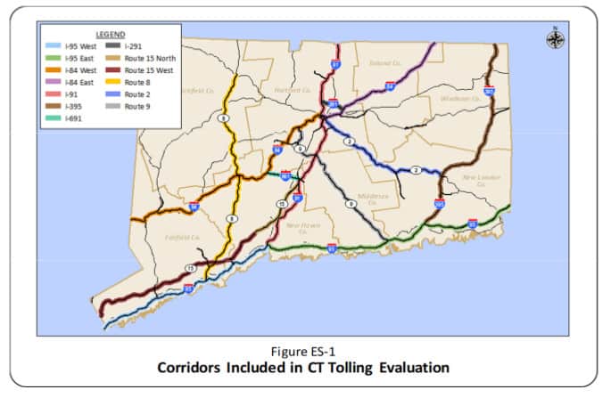  A look at the places where tolls could be placed in Connecticut under a DOT study. 