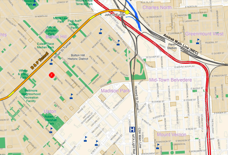  Map of Howard Street Tunnel (Source: USGS) 