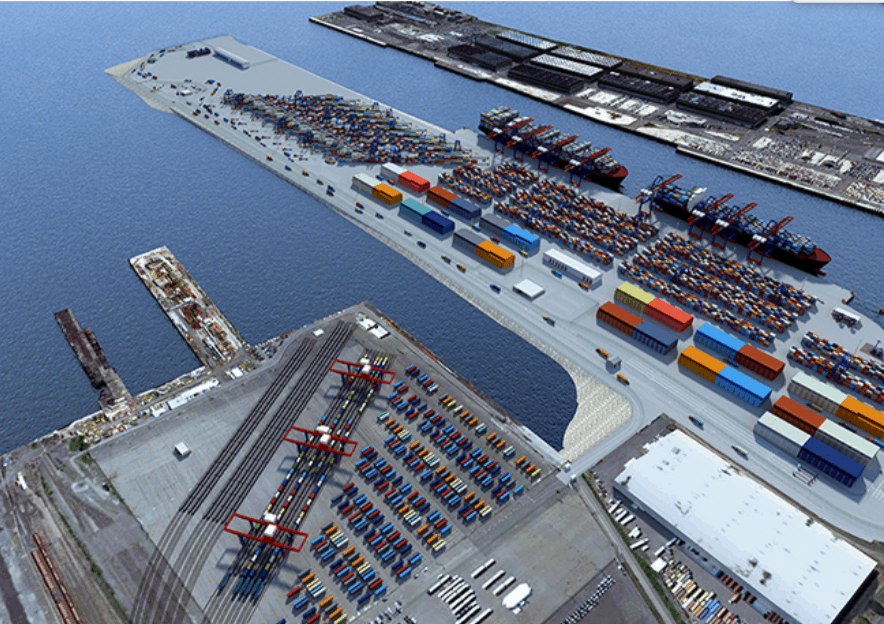  Artist rendering of the Port Jersey intermodal facility in lower left corner (Source: Port Authority NY & NJ) 