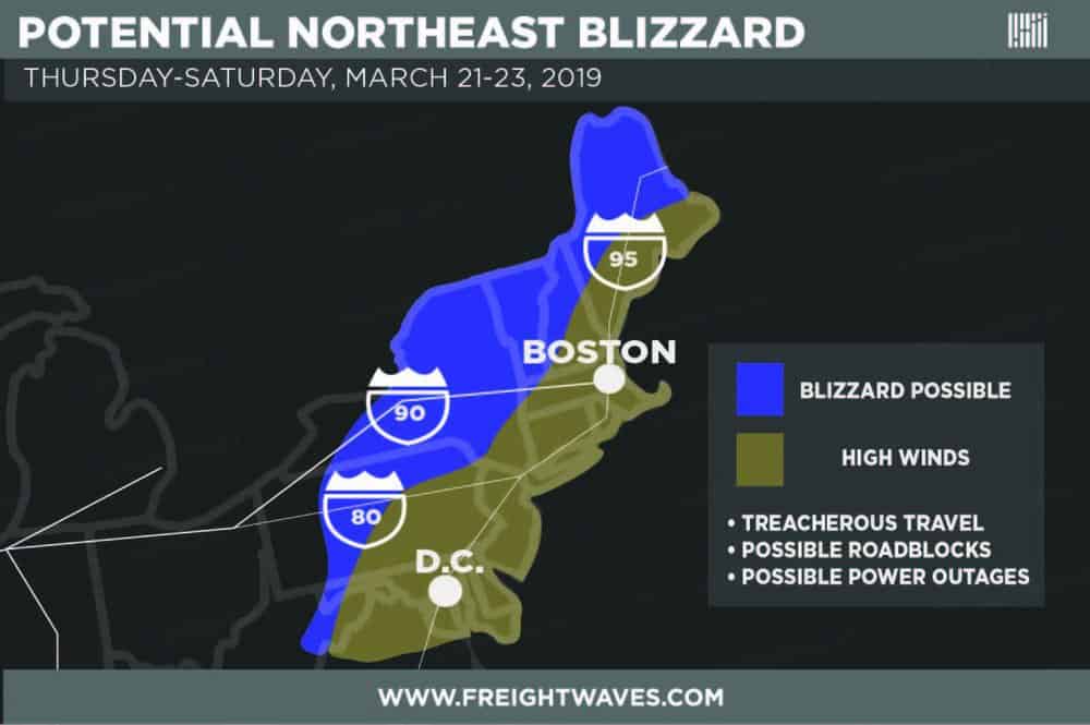  Estimated high impact areas of Northeast storm 