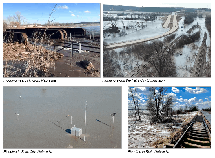  Major flooding of Union Pacific Railroad tracks in Nebraska the week of March, 11, 2019.  (Photos: Union Pacific website)  