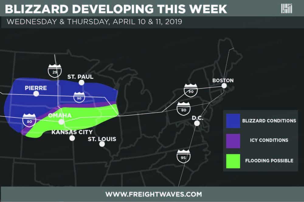  Estimated high impact areas for potential blizzard. 