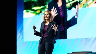 Elizabeth Fretheim, head of business development at Nikola Motor Company, speaking at the Transparency19 conference, describing how she came to work as an executive at a company developing zero-emissions trucks.