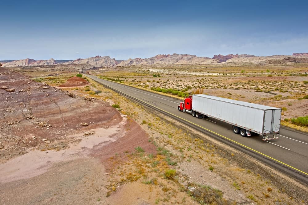 Truck driving down highway