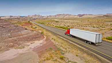 Truck driving down highway