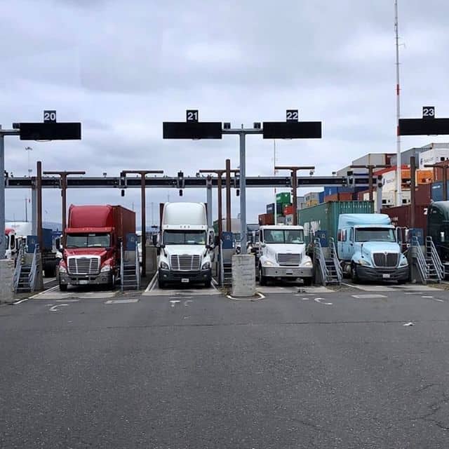 Trucks at the Port of Oakland, California.