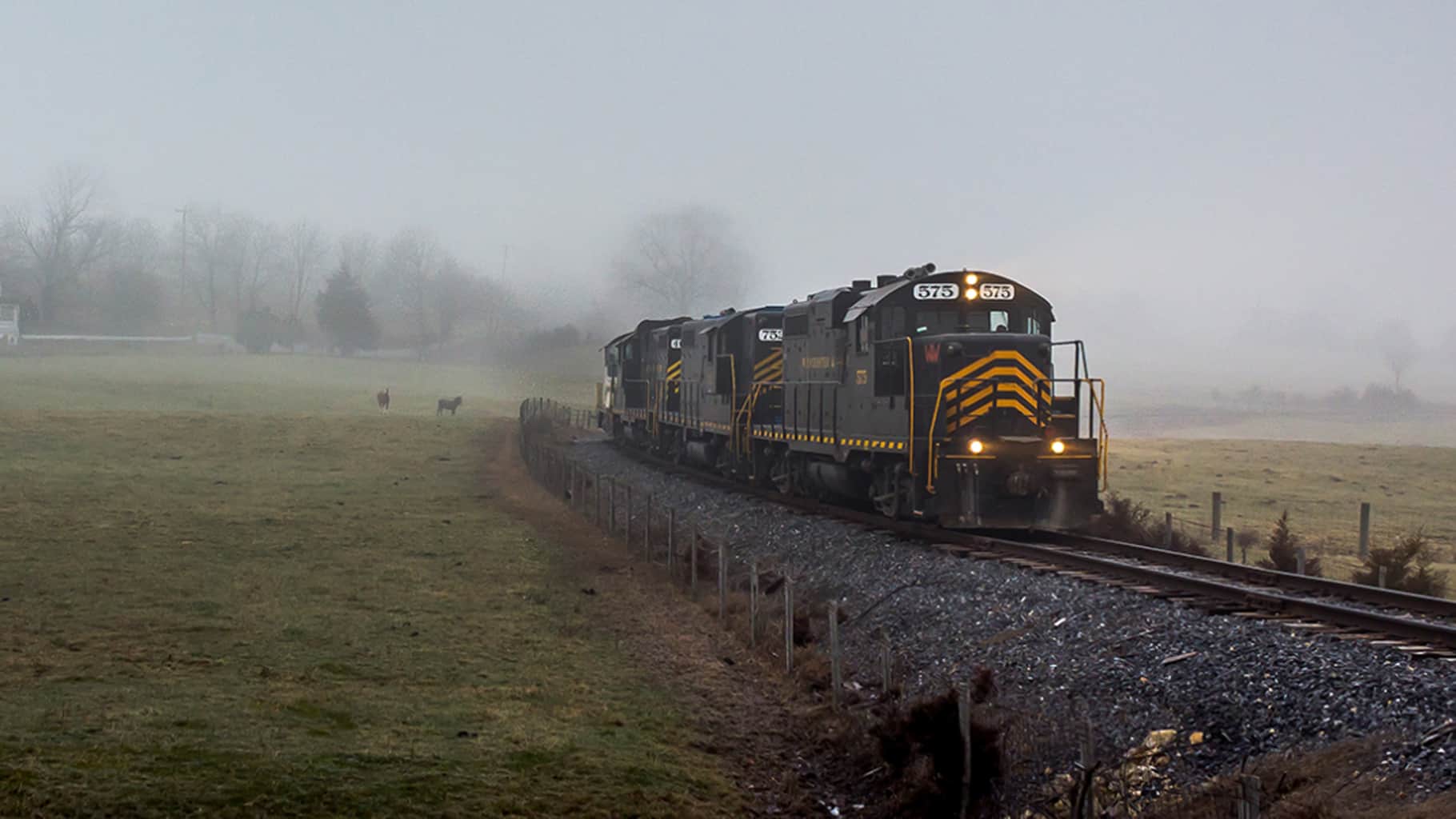 A photograph of a train