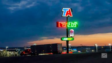 TA service plaza at night