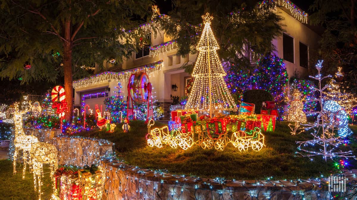 House decorated with Christmas lights