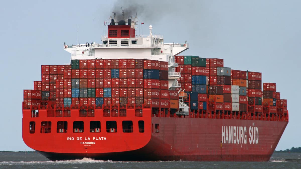 Hamburg Sud container ship in ocean