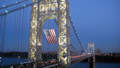 Trucks entering New York on the George Washington Bridge