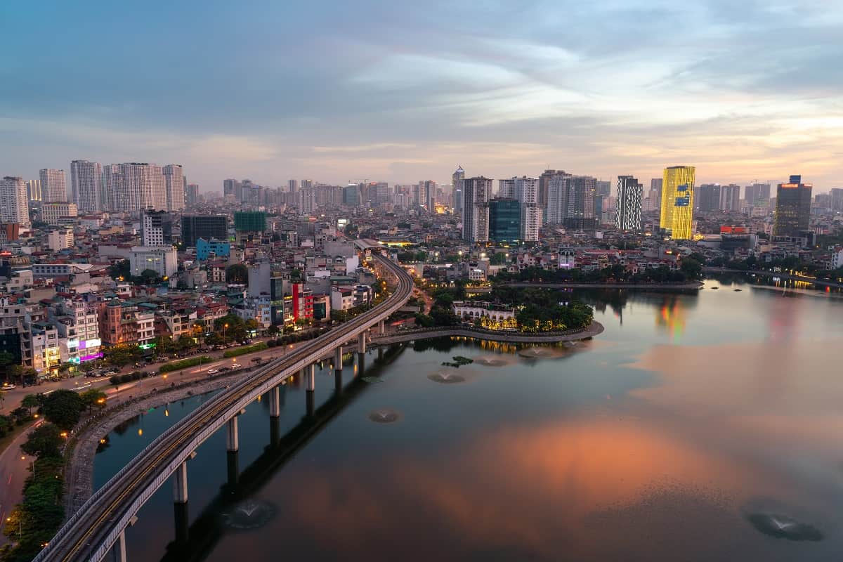 Pictured: Hanoi, Vietnam, in the late evening.
