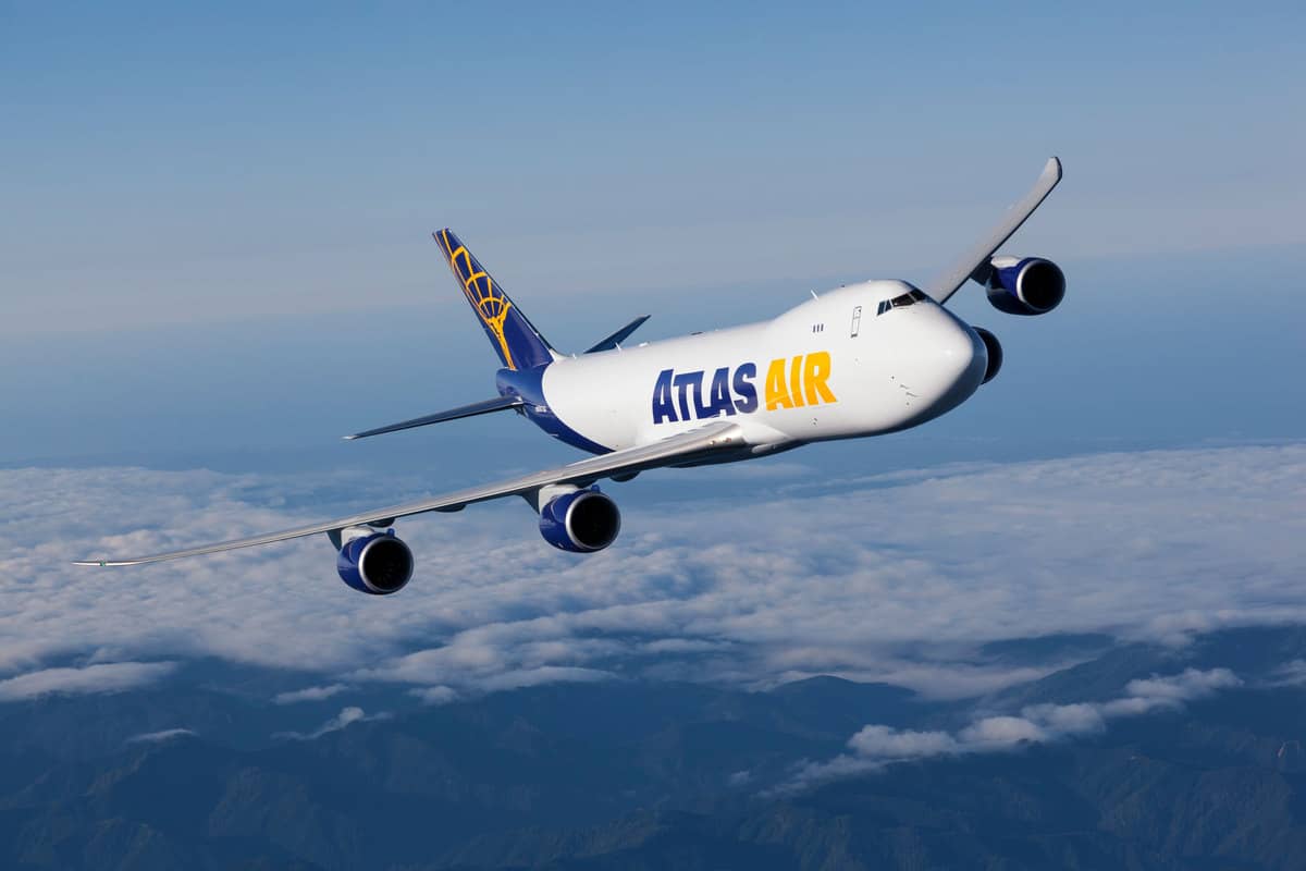 Atlas Air plane flying above the clouds