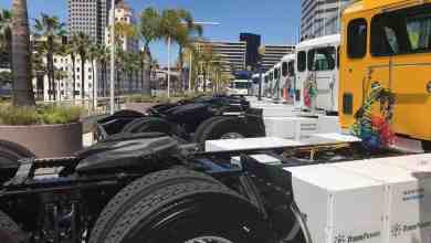 Electric Trucks in a row
