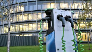 Electric charger outside office building