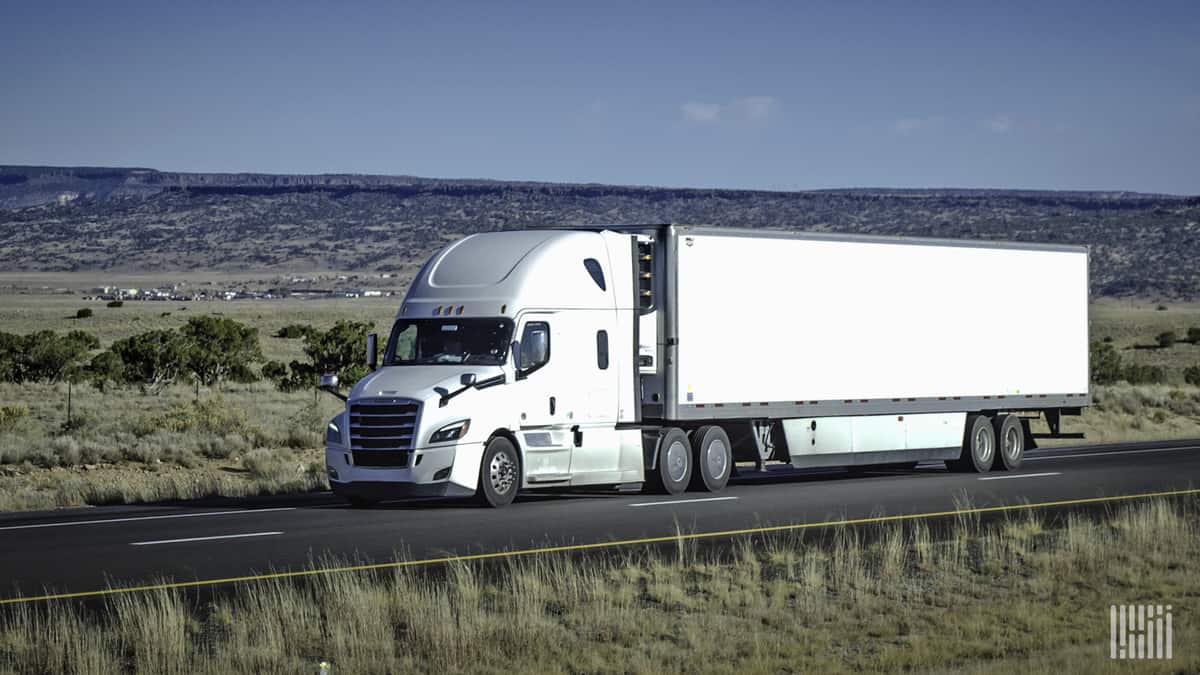 Truck drives down highway