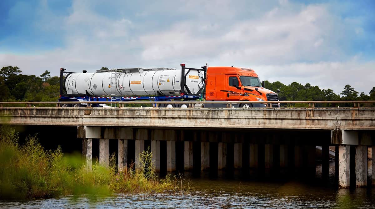 Schneider ISO tanker on overpass