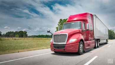 Tractor-trailer on highway