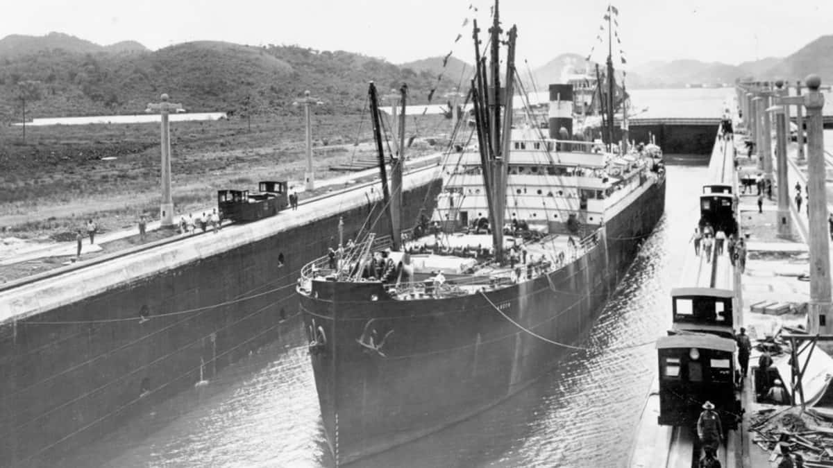 Steamship Ancon at Panama Canal in 1914