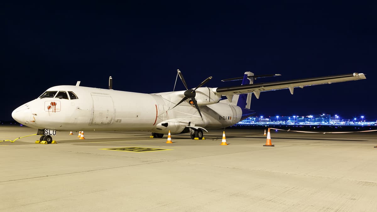 ATR 72 freighter on the ramp