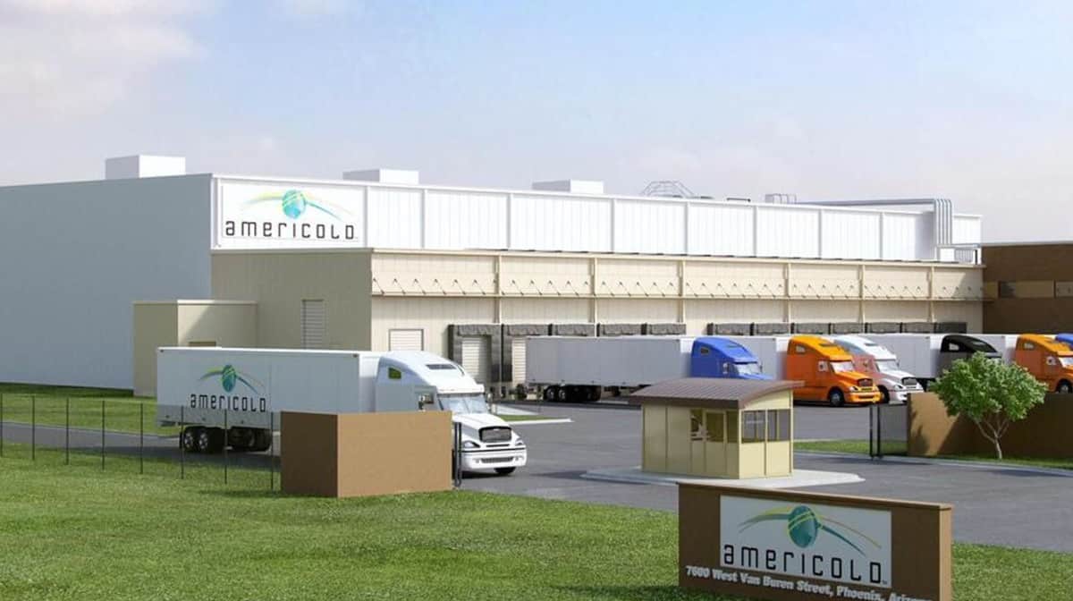 Trucks loading/unloading at Americold facility