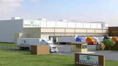 Trucks loading/unloading at Americold facility