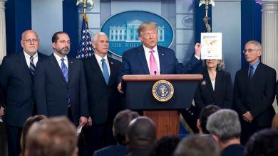 President Donald Trump discussing the coronavirus outbreak