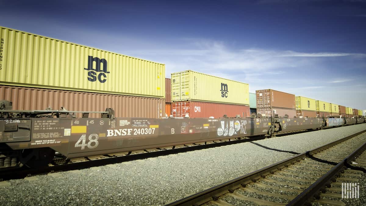 A photograph of intermodal containers.