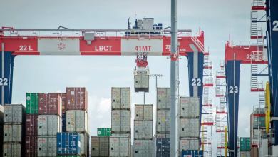 Containers at a port