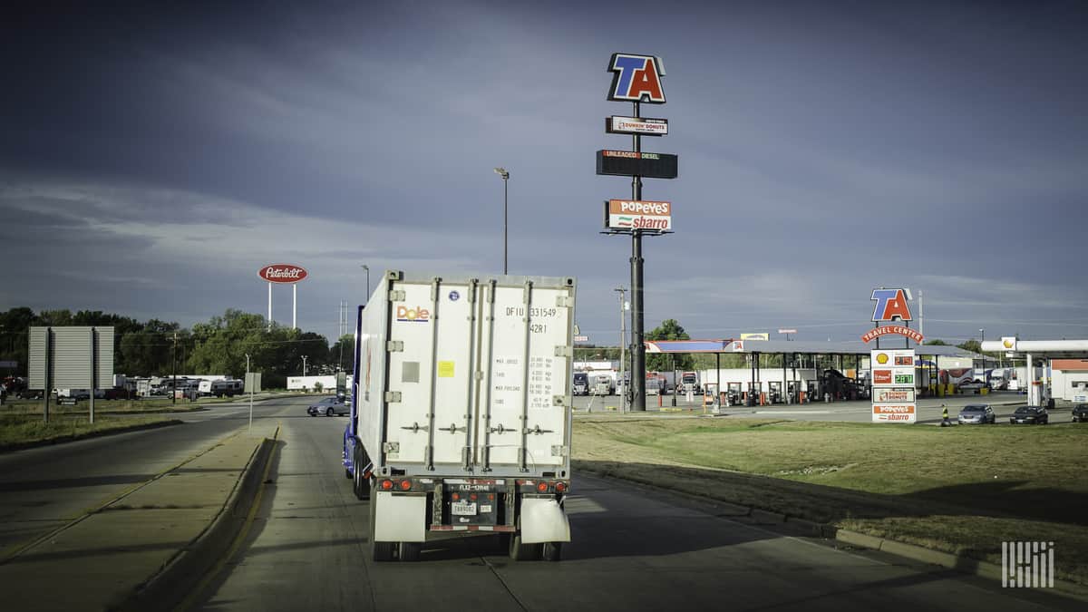 Truck approaching TA plaza