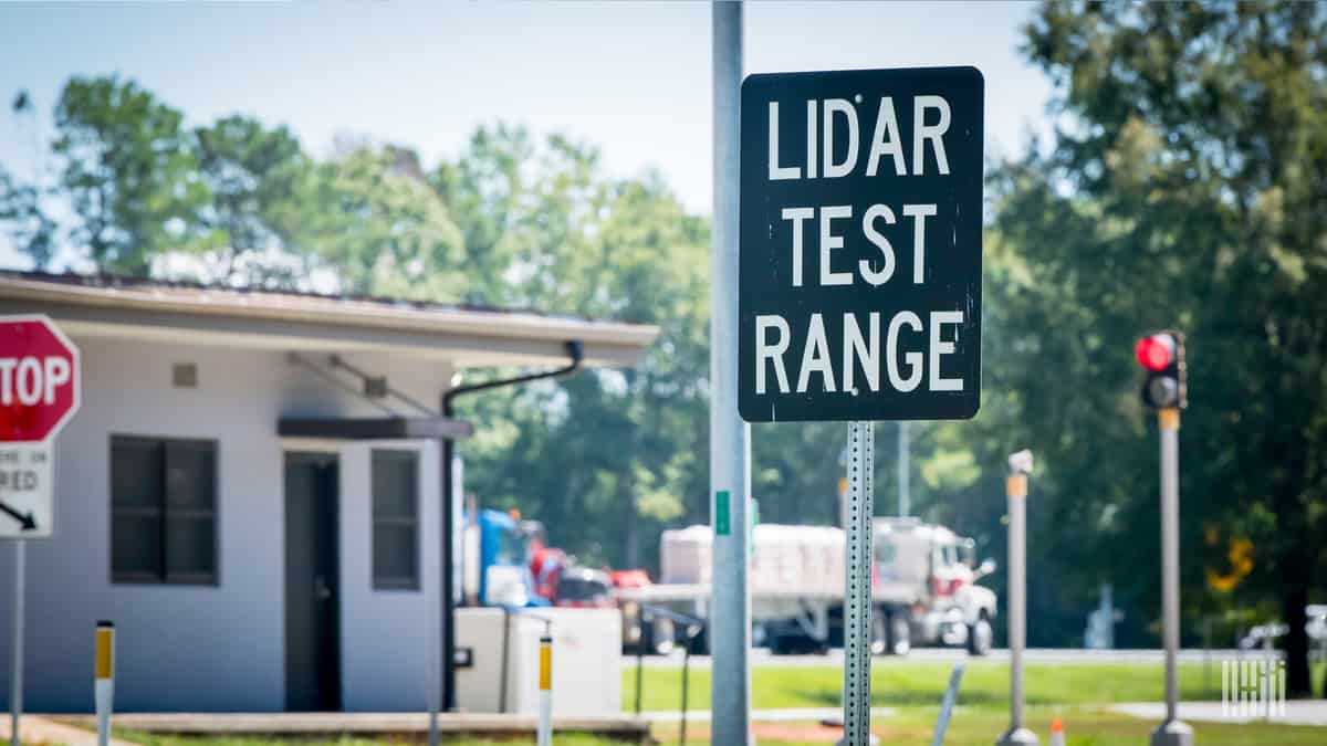 A sign states "LIDAR test range."