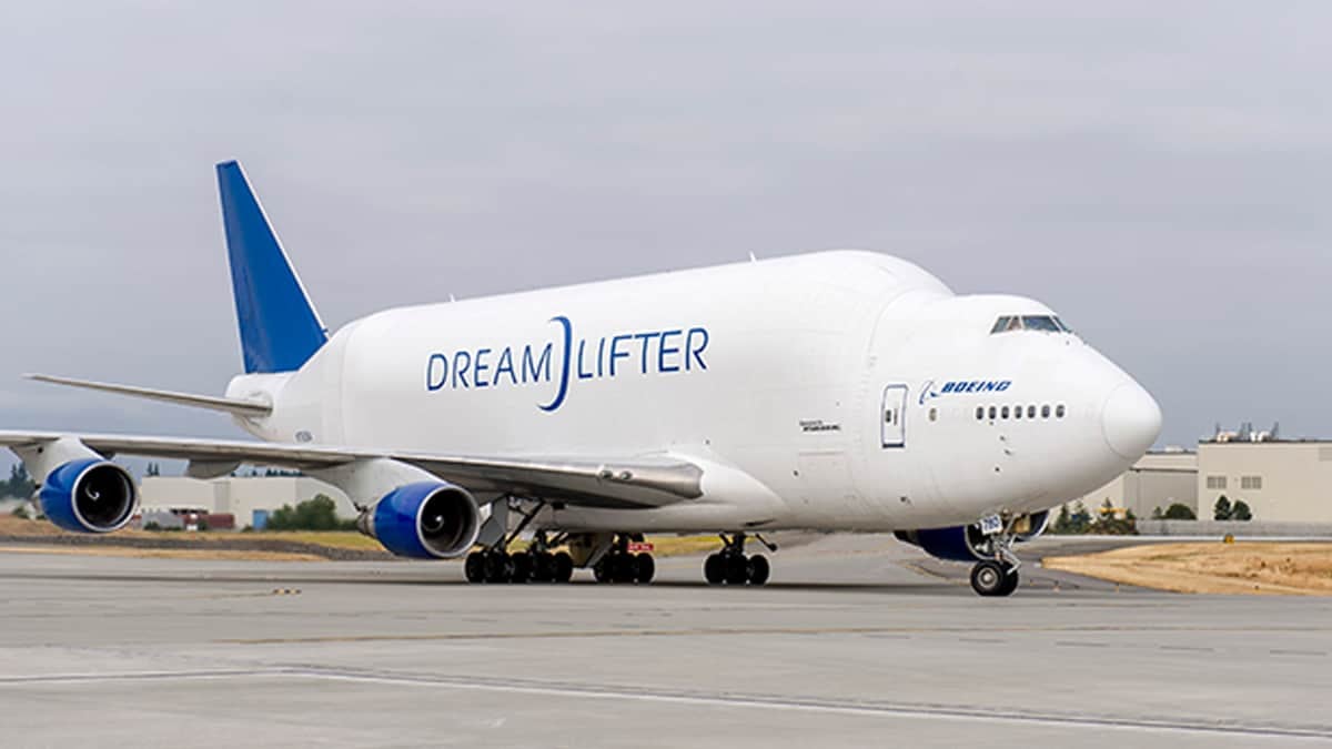 A humpbacked cargo plane for oversize freight.