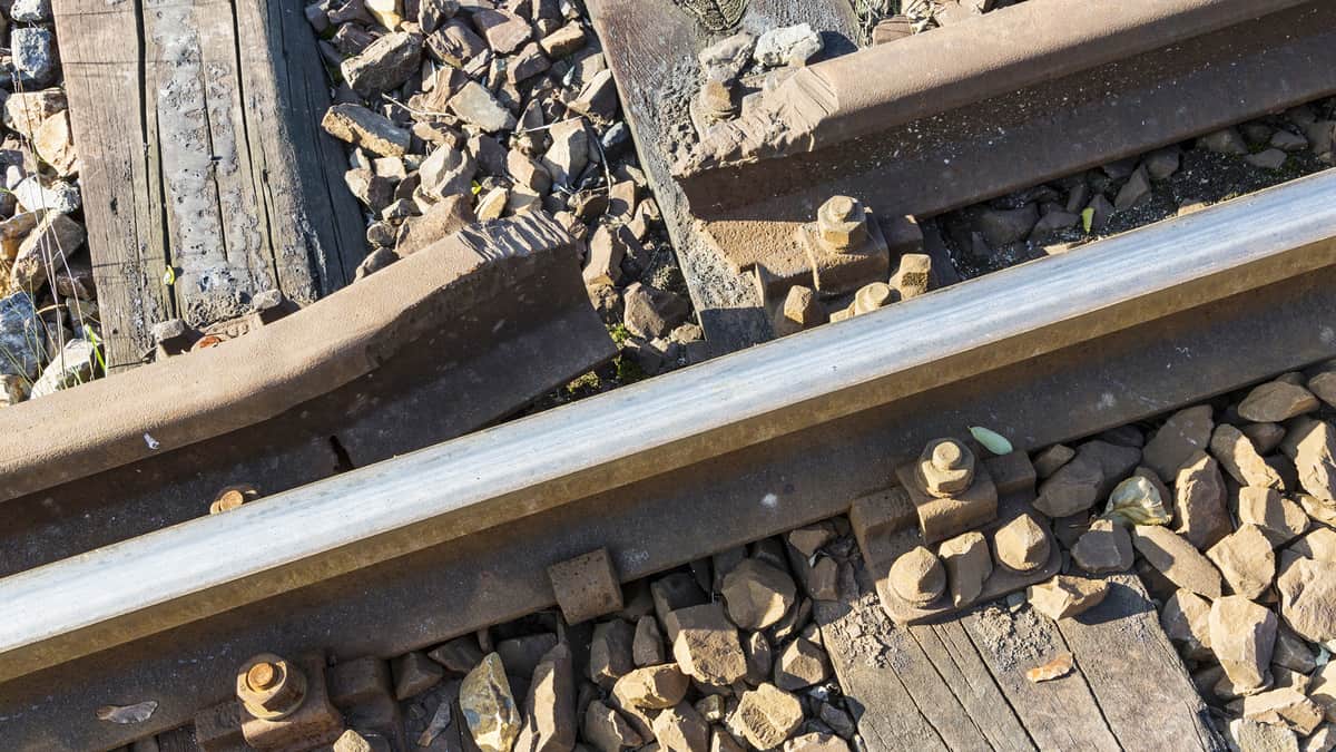 A photograph of damaged rail track