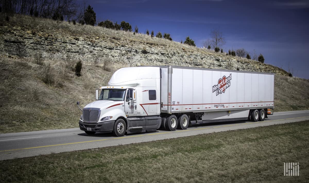 Heartland Express truck on highway