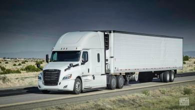 Reefer heading down US desert highway.