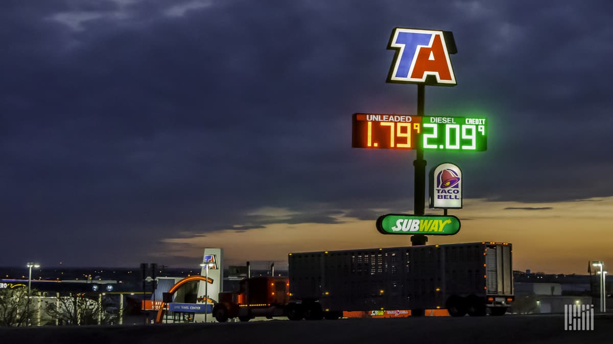 TA travel center at night