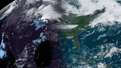 Satellite loop of the United States.