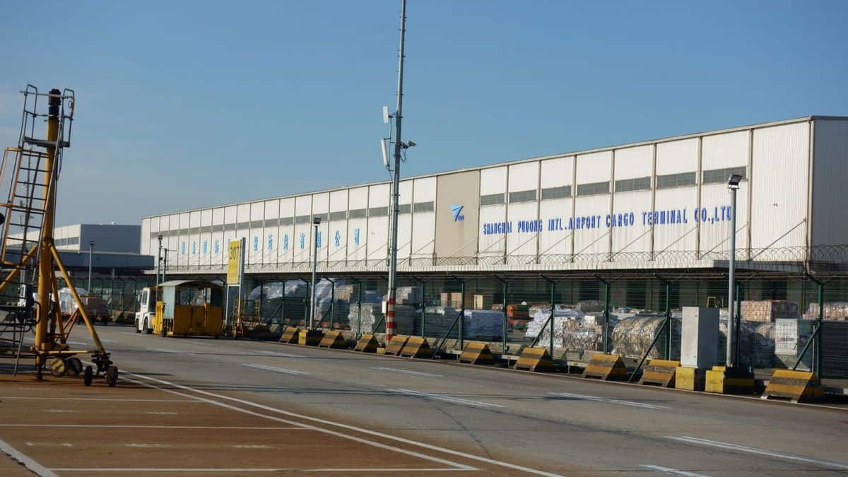 Cargo terminal at Shanghai Airport.