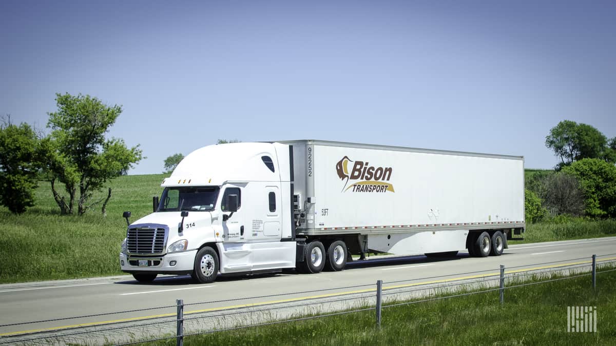 A tractor-trailer of Bison Transport